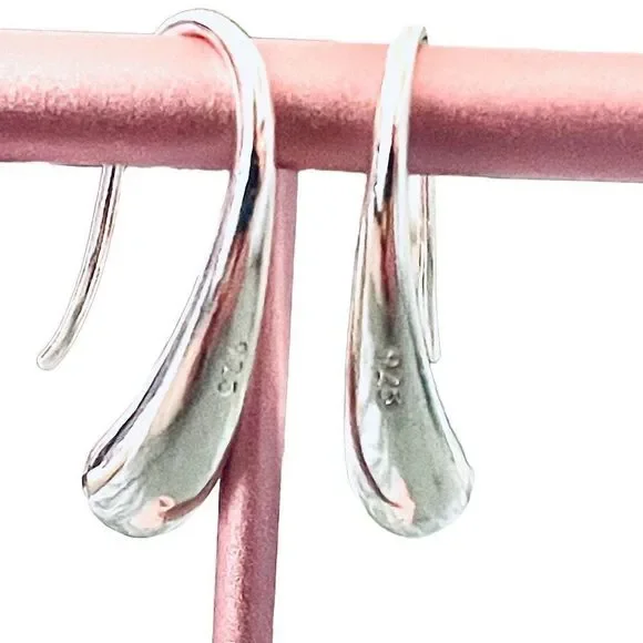 NEW 925 Sterling Silver Teardrop‎ French Hook Earrings - Picture 5 of 11